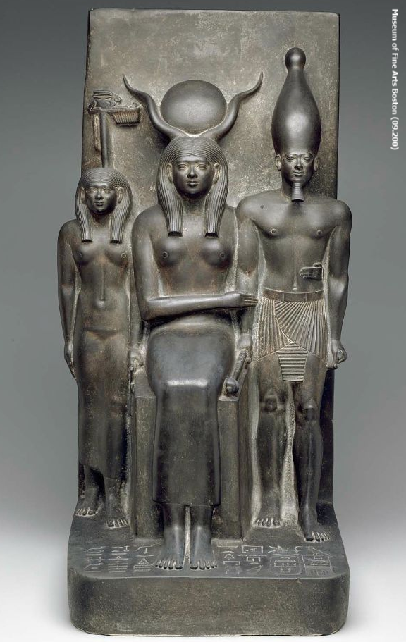 Triad of Menkaure with Hathor and deified Hare nome
