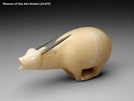 Vessle in the shape of a bound oryx, Napatan Period, Tomb 609, cemetery West Meroe (Yvonne Buskens, contrib.)